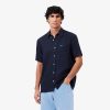 Lacoste Mens Regular Fit Gingham Poplin Shirt-CH5621-51-lacoste cardigan 4