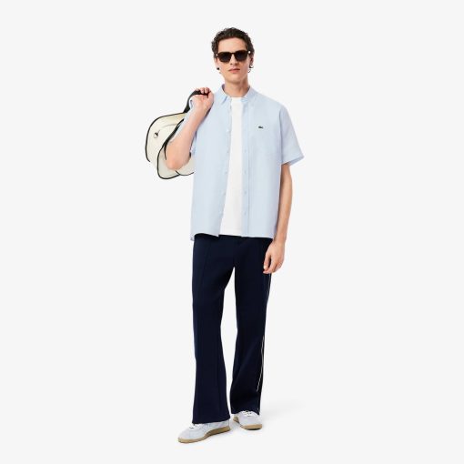 Lacoste Button Down Shirts-Mens Short Sleeve Linen Shirt-CH5699-51-lacoste store near me - Image 2