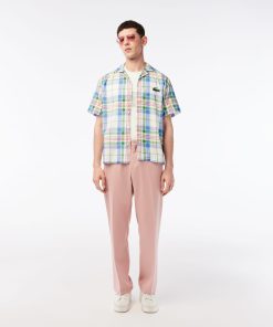 Lacoste Button Down Shirts-Men’s Short Sleeve Organic Cotton Check Shirt-CH5792-51-locoste 2