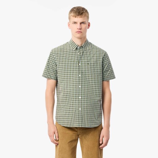 Lacoste Button Down Shirts-Mens Regular Fit Short Sleeve Shirt-CH5794-51-lacoste outlet