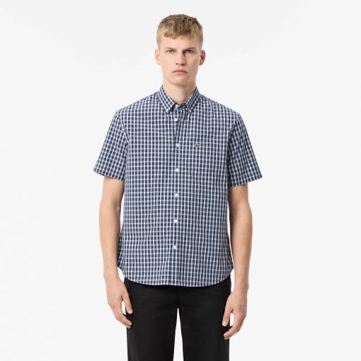 Lacoste Button Down Shirts-Mens Regular Fit Short Sleeve Shirt-CH5794-51-lacoste cardigan