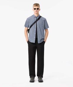 Lacoste Button Down Shirts-Mens Regular Fit Short Sleeve Shirt-CH5794-51-lacoste cardigan 2