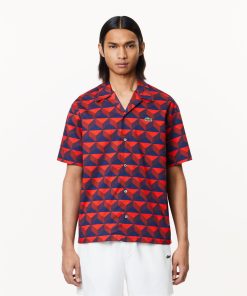 Lacoste Button Down Shirts-Mens Relaxed Fit Print Shirt-CH7626-51-lacoste us