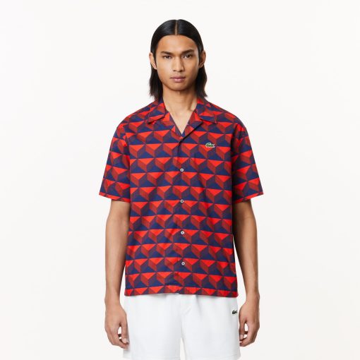 Lacoste Button Down Shirts-Mens Relaxed Fit Print Shirt-CH7626-51-lacoste us