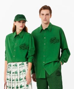 Lacoste Button Down Shirts-Unisex Embroidery Collection Button Down Shirt-CH8284-51-locoste