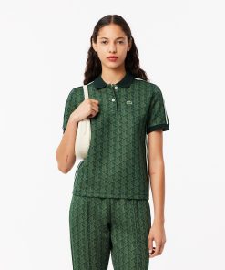 Lacoste Polos-Womens Slim Fit Monogram Polo-DF3364-51-la coste