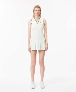 Lacoste Dresses-Womens Piqué Tennis Dress with Removable Liner-EF1031-51-lacoste outlet