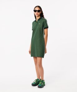 Lacoste Dresses-Womens Slim Fit Monogram Polo Dress-EF2655-51-lacoste us