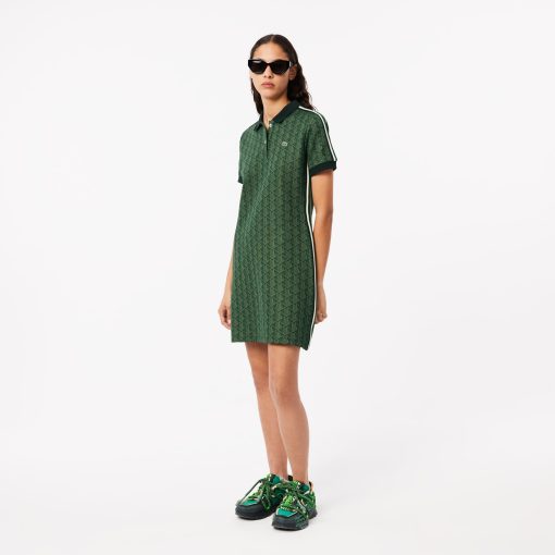 Lacoste Dresses-Womens Slim Fit Monogram Polo Dress-EF2655-51-lacoste us