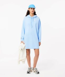 Lacoste Dresses-Womens Oversized Fleece Sweatshirt Dress-EF2664-51-lacoste store near me