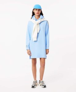 Lacoste Dresses-Womens Oversized Fleece Sweatshirt Dress-EF2664-51-lacoste store near me 2