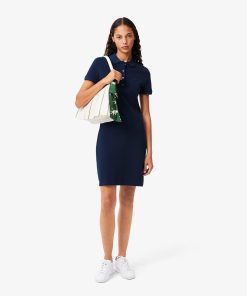 Lacoste Dresses-Womens Slim Fit Stretch Mini Piqué Polo Dress-EF5473-51-lacoste store