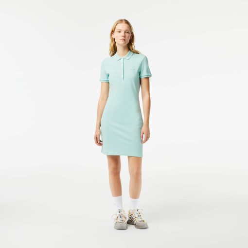 Lacoste Dresses-Womens Slim Fit Stretch Mini Piqué Polo Dress-EF5473-51-lacoste usa