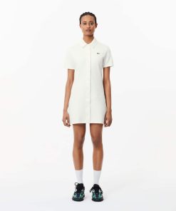 Lacoste Dresses-Womens Heavy Piqué Buttoned Polo Dress-EF6922-51-lacoste france