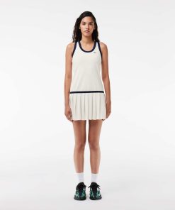 Lacoste Dresses-Womens Slim Fit Cross Back Terry Dress-EF7235-51-lacoste us