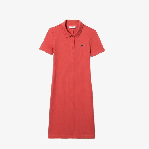 Lacoste Womens Slim Fit Ribbed Cotton Dress-EF7337-51-locoste - Image 2