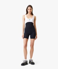 Lacoste Dresses-Womens Lacoste x Bandier All Motion Coloblock 6″ Bodysuit-EF8958-51-lacoste cardigan