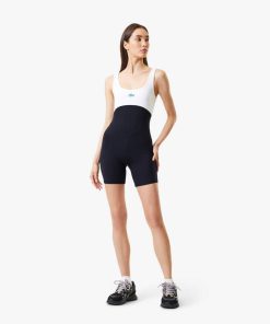 Lacoste Dresses-Womens Lacoste x Bandier All Motion Coloblock 6″ Bodysuit-EF8958-51-lacoste cardigan 2