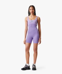 Lacoste Dresses-Womens Lacoste x Bandier All Motion Coloblock 6″ Bodysuit-EF8958-51-lacoste france