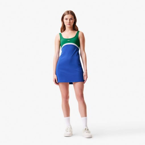 Lacoste Dresses-Womens Lacoste x Bandier All Motion Colorblock Dress-EF8962-51-lacoste usa