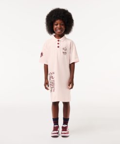 Lacoste Dresses & Skirts-Kids Graphic Print Cotton Dress-EJ1144-51-lacoste factory outlet