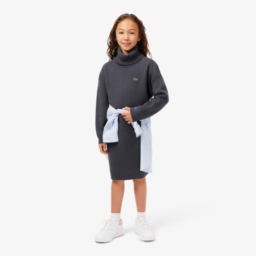 Lacoste Dresses & Skirts-Kids Knit Turtleneck Dress-EJ2571-51-lacoste factory outlet - Image 2