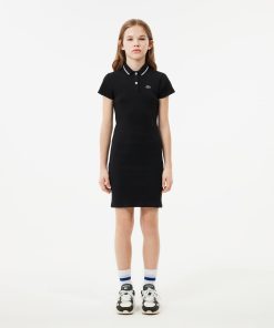 Lacoste Dresses & Skirts-Kids Ribbed Knit Polo Dress-EJ7734-51-locoste