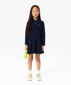 Lacoste Dresses & Skirts-Kids Long Sleeve Stretch Piqué Polo Dress-EJ9751-51-locoste 2