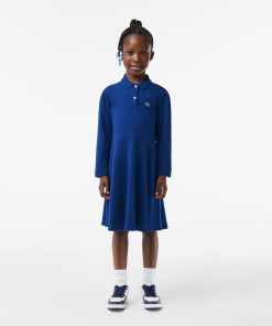 Lacoste Dresses & Skirts-Kids Long Sleeve Stretch Piqué Polo Dress-EJ9751-51-lacoste usa