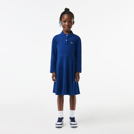 Lacoste Dresses & Skirts-Kids Long Sleeve Stretch Piqué Polo Dress-EJ9751-51-lacoste usa