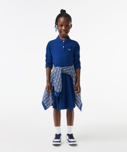 Lacoste Dresses & Skirts-Kids Long Sleeve Stretch Piqué Polo Dress-EJ9751-51-lacoste usa 2