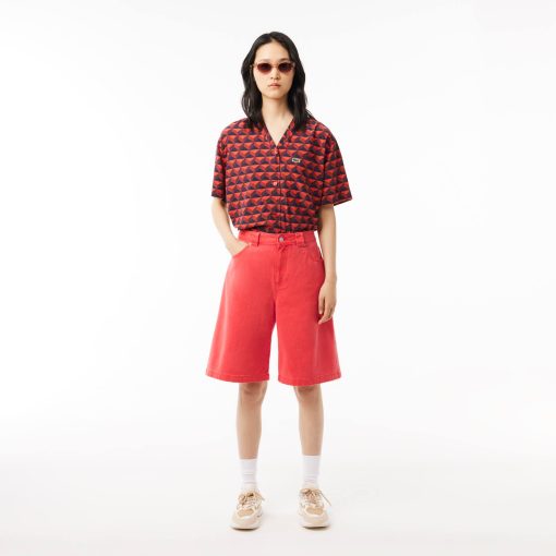 Lacoste Shorts & Skirts-Womens Long Natural Dye Denim Shorts-FF6950-51-lacosta - Image 2