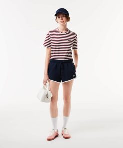 Lacoste Shorts & Skirts-Womens Contrast Panel Piqué Shorts-GF1608-51-lacoste us 2