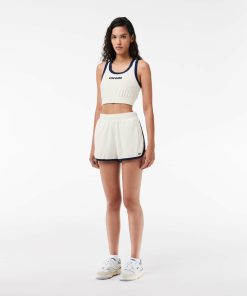 Lacoste Shorts & Skirts-Womens Cotton Terry Contrast Accent Shorts-GF7269-51-lacoste near me