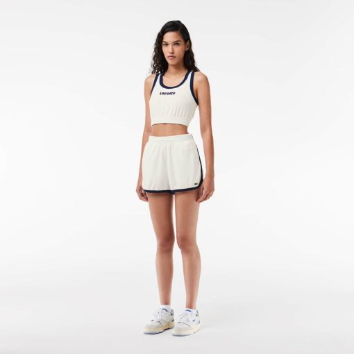 Lacoste Shorts & Skirts-Womens Cotton Terry Contrast Accent Shorts-GF7269-51-lacoste near me