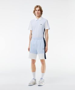 Lacoste Shorts & Swim-Mens Regular Fit Colorblock Fleece Shorts-GH1319-51-lacoste outlet