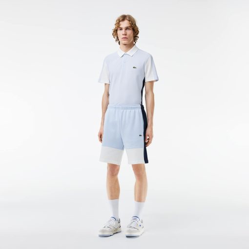 Lacoste Shorts & Swim-Mens Regular Fit Colorblock Fleece Shorts-GH1319-51-lacoste outlet