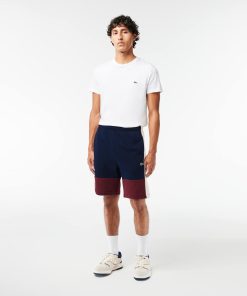 Lacoste Shorts & Swim-Mens Regular Fit Colorblock Fleece Shorts-GH1319-51-lacoste france