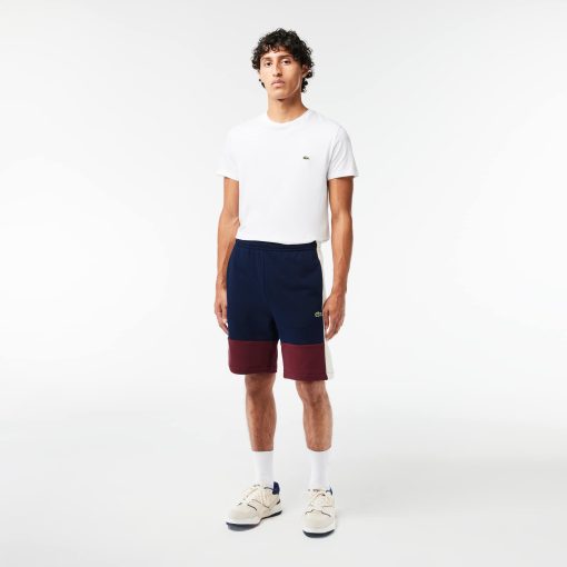 Lacoste Shorts & Swim-Mens Regular Fit Colorblock Fleece Shorts-GH1319-51-lacoste france