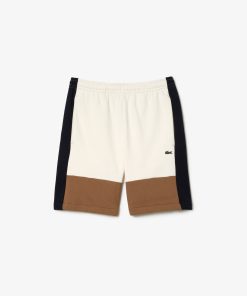 Lacoste Shorts & Swim-Mens Regular Fit Colorblock Fleece Shorts-GH1319-51-lacost