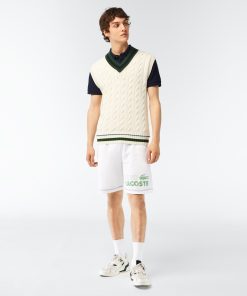 Lacoste Shorts & Swim-Men’s Regular Fit Contrast Branding Fleece Shorts-GH5638-51-lacoste cardigan