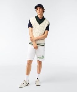 Lacoste Shorts & Swim-Men’s Regular Fit Contrast Branding Fleece Shorts-GH5638-51-lacoste cardigan 2