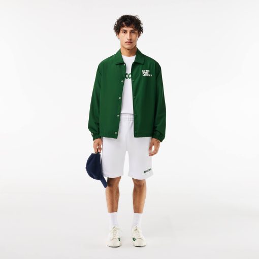 Lacoste Shorts & Swim-Mens Regular Fit Text Embroidery Fleece Shorts-GH8019-51-lacoste sale - Image 2