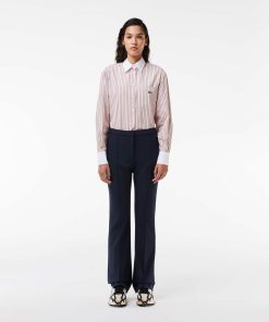 Lacoste Pants & Leggings-Womens High Waist Flared Dress Pants-HF0786-51-lacost