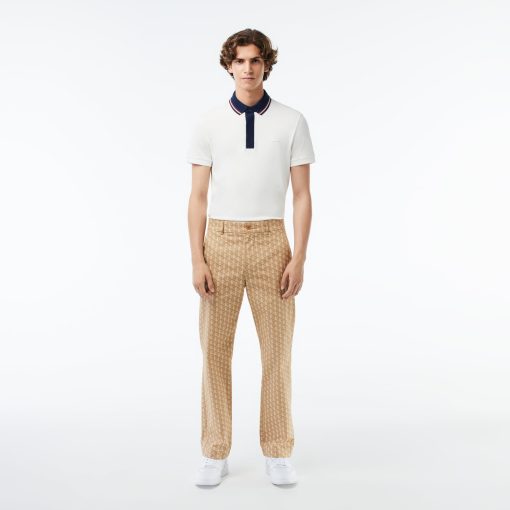 Lacoste Pants & Sweatpants-Mens Monogram Print Straight Cut Chinos-HH2312-51-lacoste us