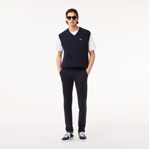 Lacoste Pants & Sweatpants-Mens Slim Fit Stretch Cotton Pants-HH2661-51-lacoste usa - Image 2