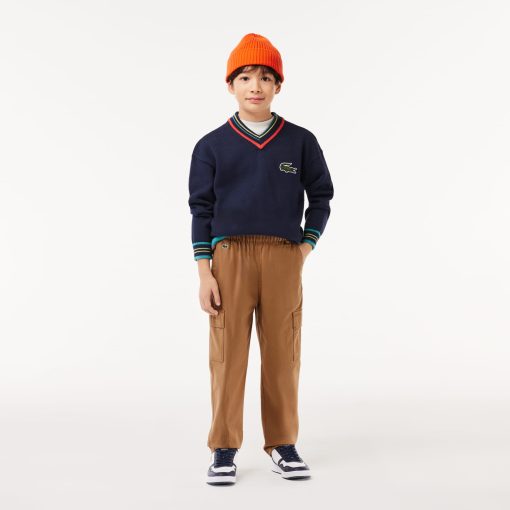 Lacoste Pants & Shorts-Kids Lightweight Cotton Cargo Pants-HJ1282-51-lacoste near me - Image 2