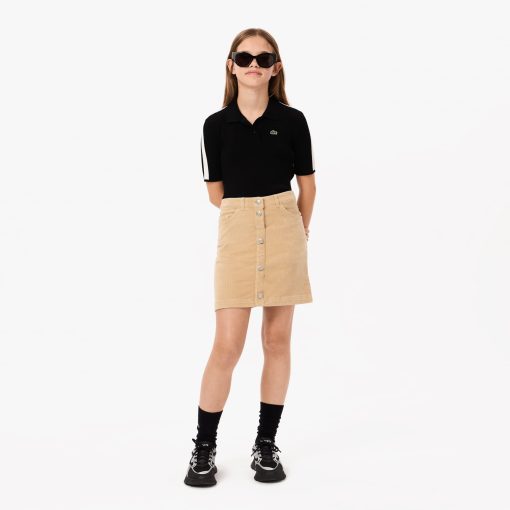 Lacoste Dresses & Skirts-Kids Buttoned Velour Skirt-JJ2496-51-locoste