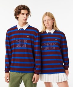 Lacoste Polos-Unisex Long Sleeve Striped Rugby Shirt-KH1741-51-locoste