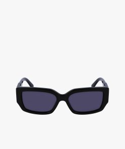 Lacoste Sunglasses-Womens Rectangle Acetate Monogram Sunglasses-L6021S-lacoste store near me